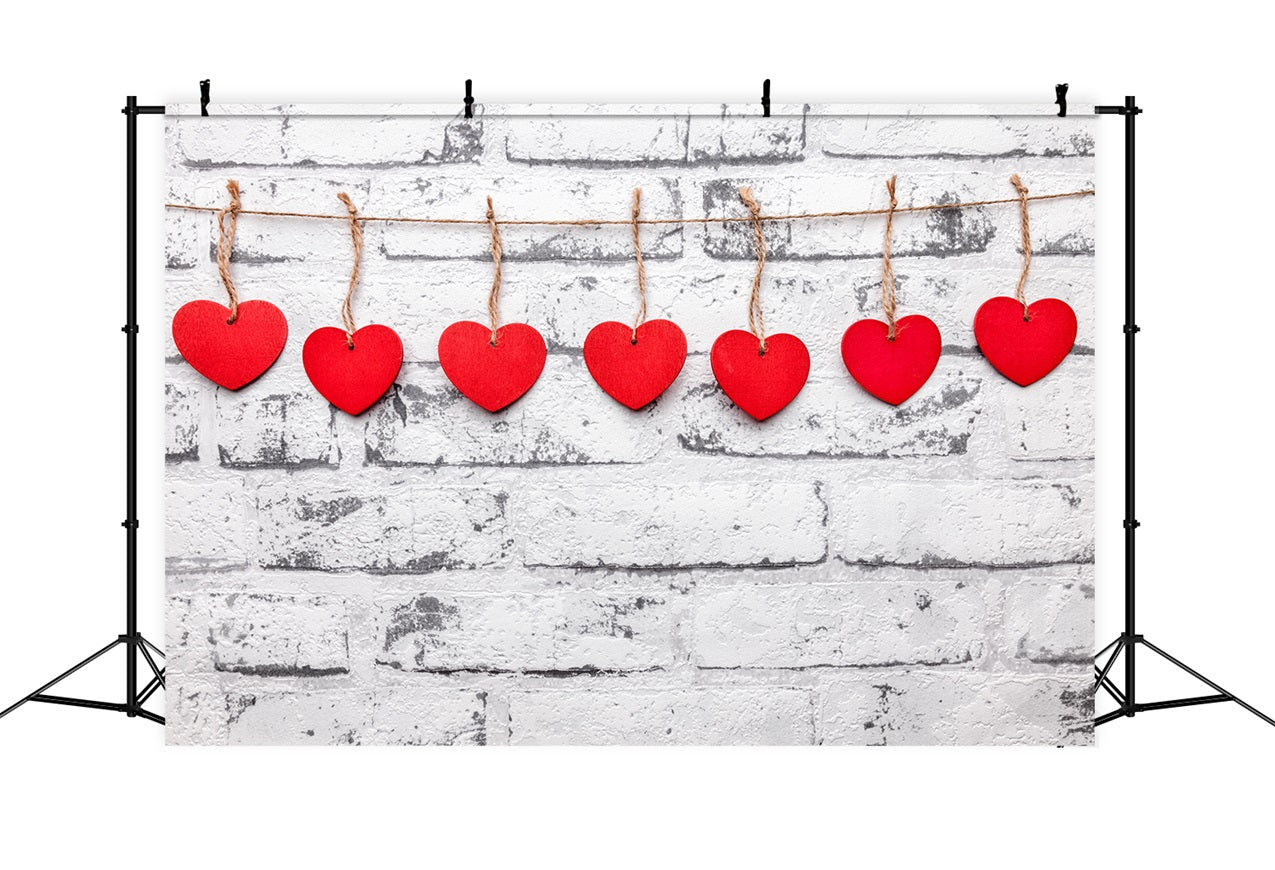 Backdrop Valentine's Day Brick Wall Hanging Hearts Backdrop BRP11-447