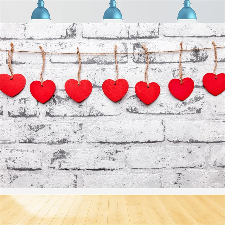 Backdrop Valentine's Day Brick Wall Hanging Hearts Backdrop BRP11-447