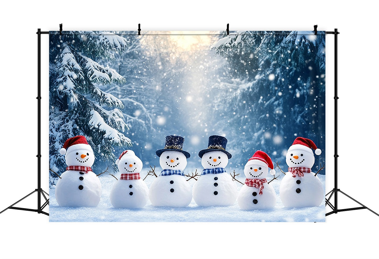 Winter Photo Backdrop Cheerful Snowmen Festive Backdrop BRP11-45