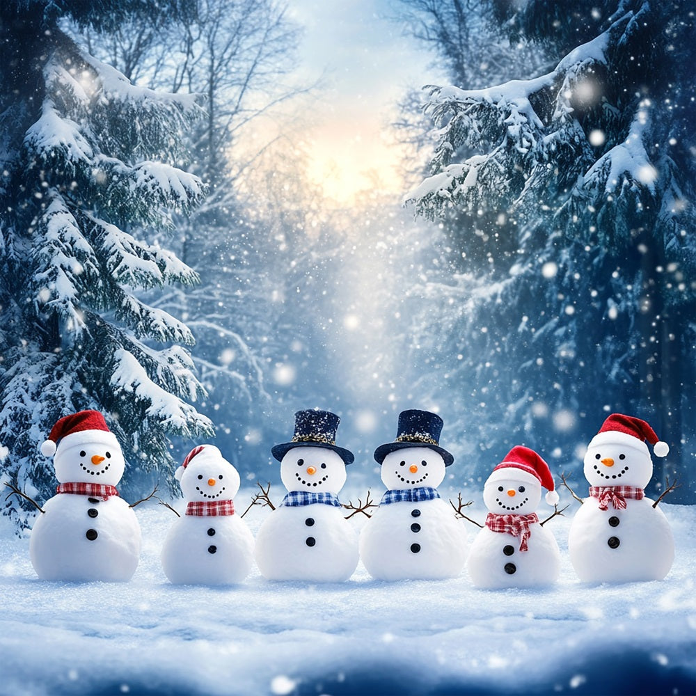 Winter Photo Backdrop Cheerful Snowmen Festive Backdrop BRP11-45