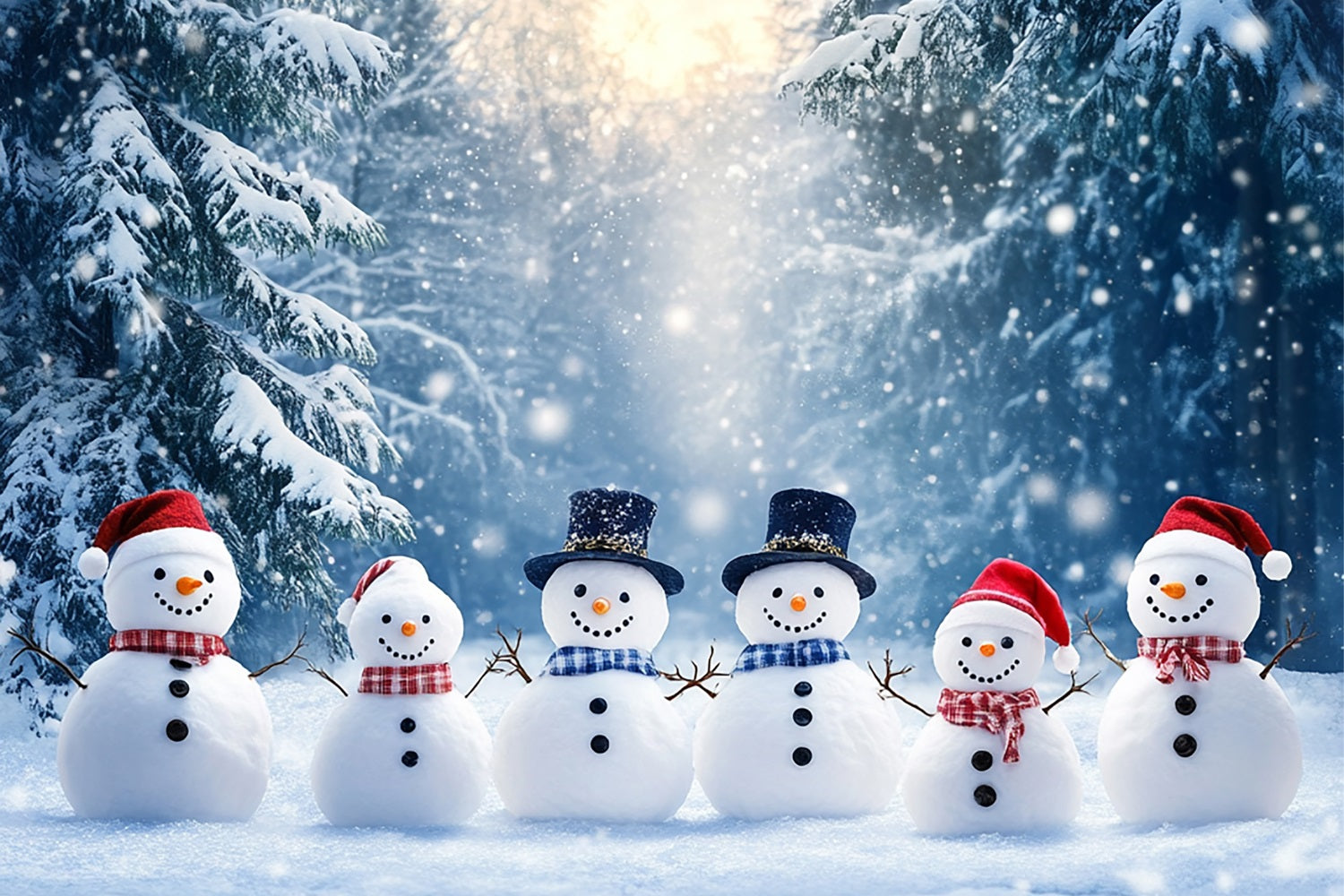 Winter Photo Backdrop Cheerful Snowmen Festive Backdrop BRP11-45