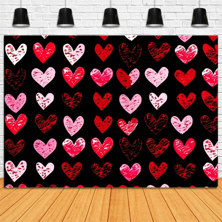 Valentine Backdrop Photography Scribbled Textured Hearts Love Backdrop BRP11-452