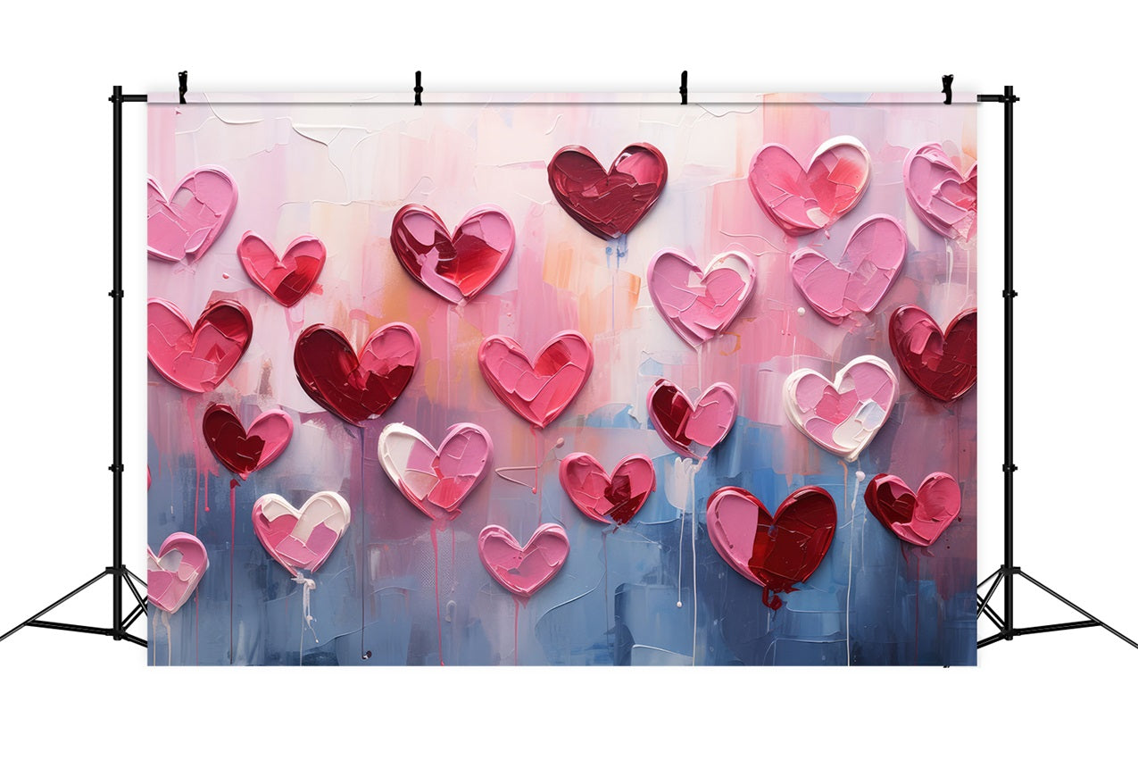 Backdrops Valentines Painted Hearts Textured Art Backdrop BRP11-454