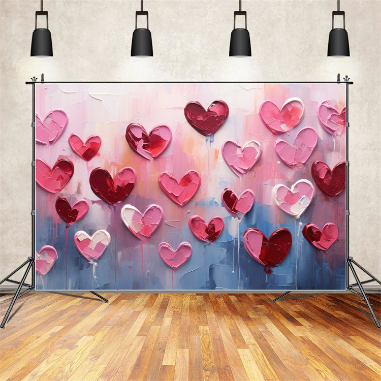 Backdrops Valentines Painted Hearts Textured Art Backdrop BRP11-454