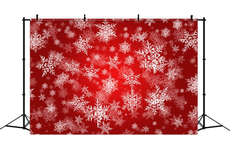 Winter Backdrop Ideas Snowflakes Red Magic Photography Backdrop BRP11-457