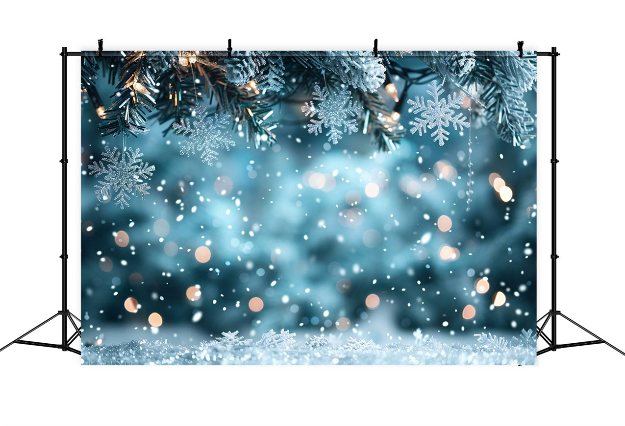 Photo Backdrop Winter Tree Lights Snowflakes Backdrop BRP11-458