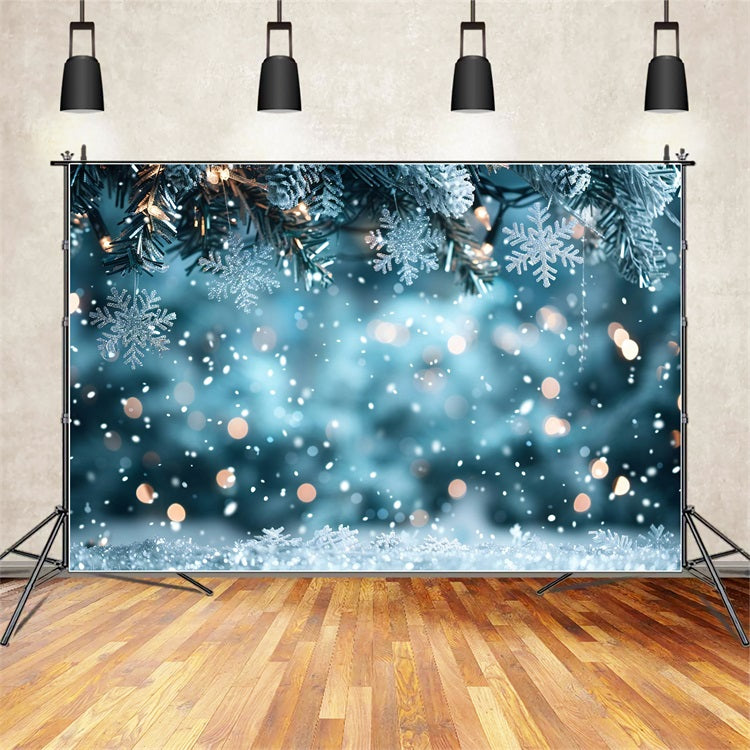 Photo Backdrop Winter Tree Lights Snowflakes Backdrop BRP11-458