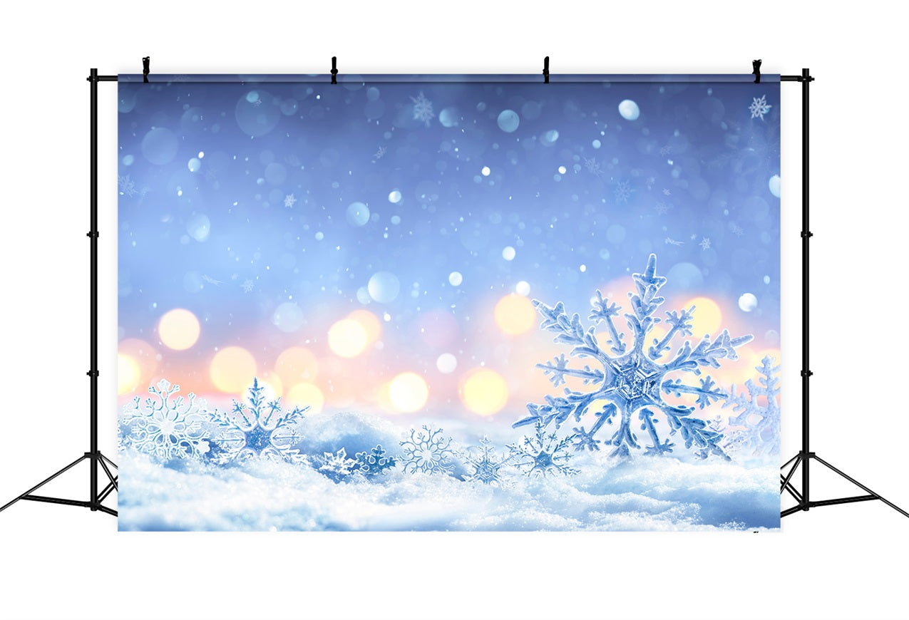 Winter Backdrop Snowy Night Frosted Snowflakes Backdrop BRP11-460