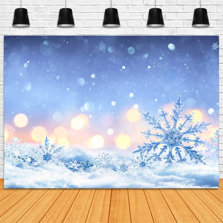 Winter Backdrop Snowy Night Frosted Snowflakes Backdrop BRP11-460