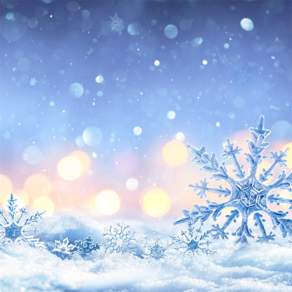 Winter Backdrop Snowy Night Frosted Snowflakes Backdrop BRP11-460