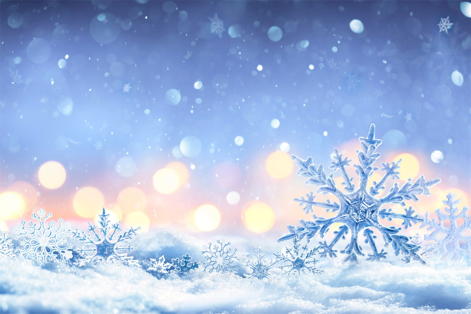 Winter Backdrop Snowy Night Frosted Snowflakes Backdrop BRP11-460