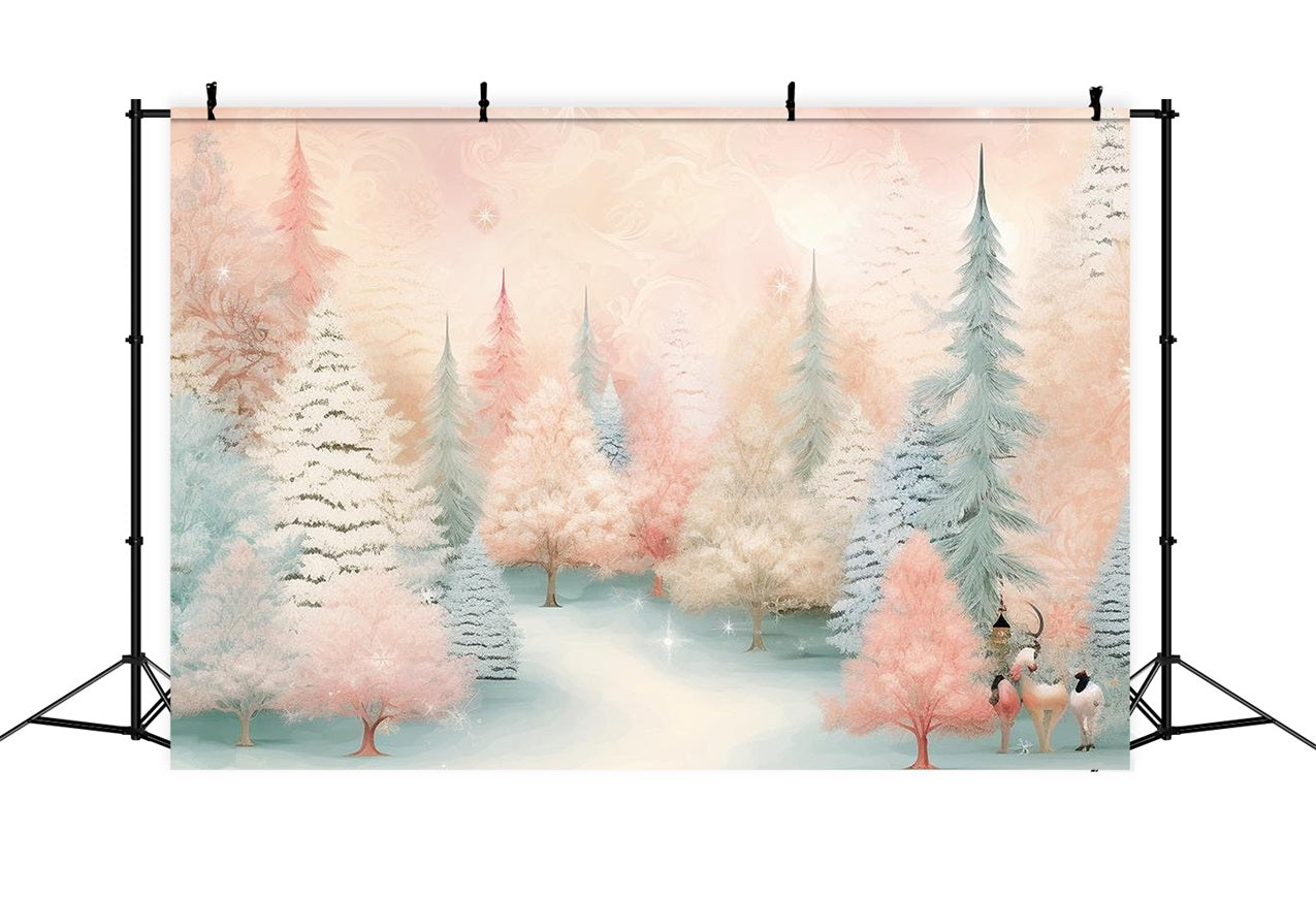 Winter Backdrops Pink Blue Forest Photography Backdrop BRP11-461