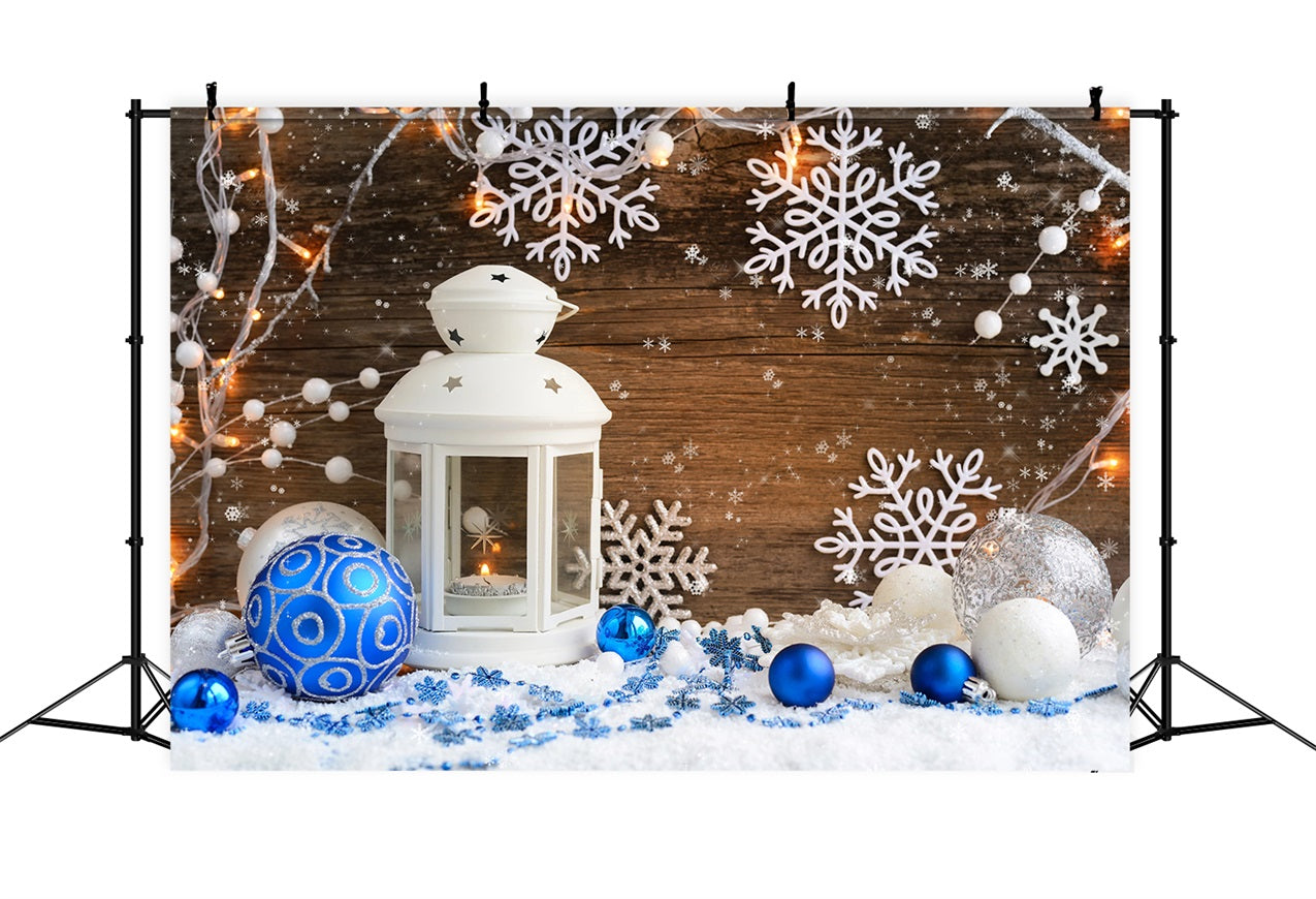 Winter Scene Backdrop Lantern Snowflakes Ornaments Backdrop BRP11-462