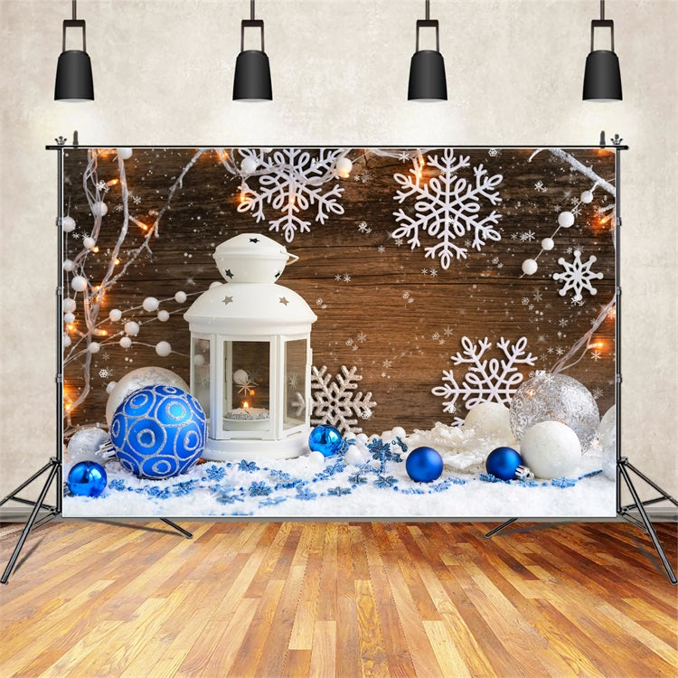 Winter Scene Backdrop Lantern Snowflakes Ornaments Backdrop BRP11-462