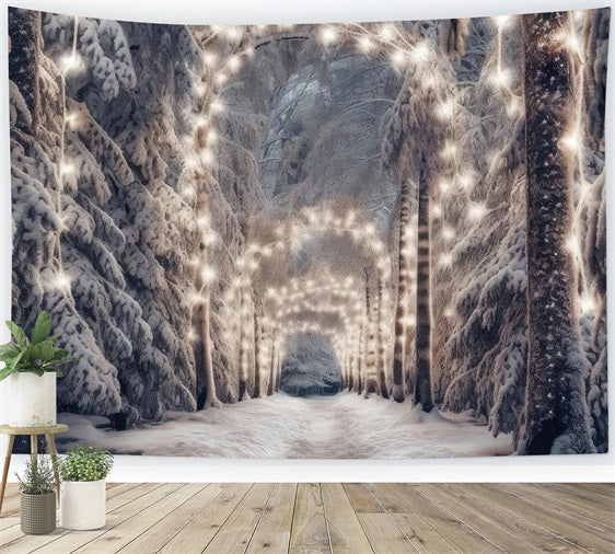 Winter Wonderland Backdrop Pathway Lights Snow Backdrop BRP11-469