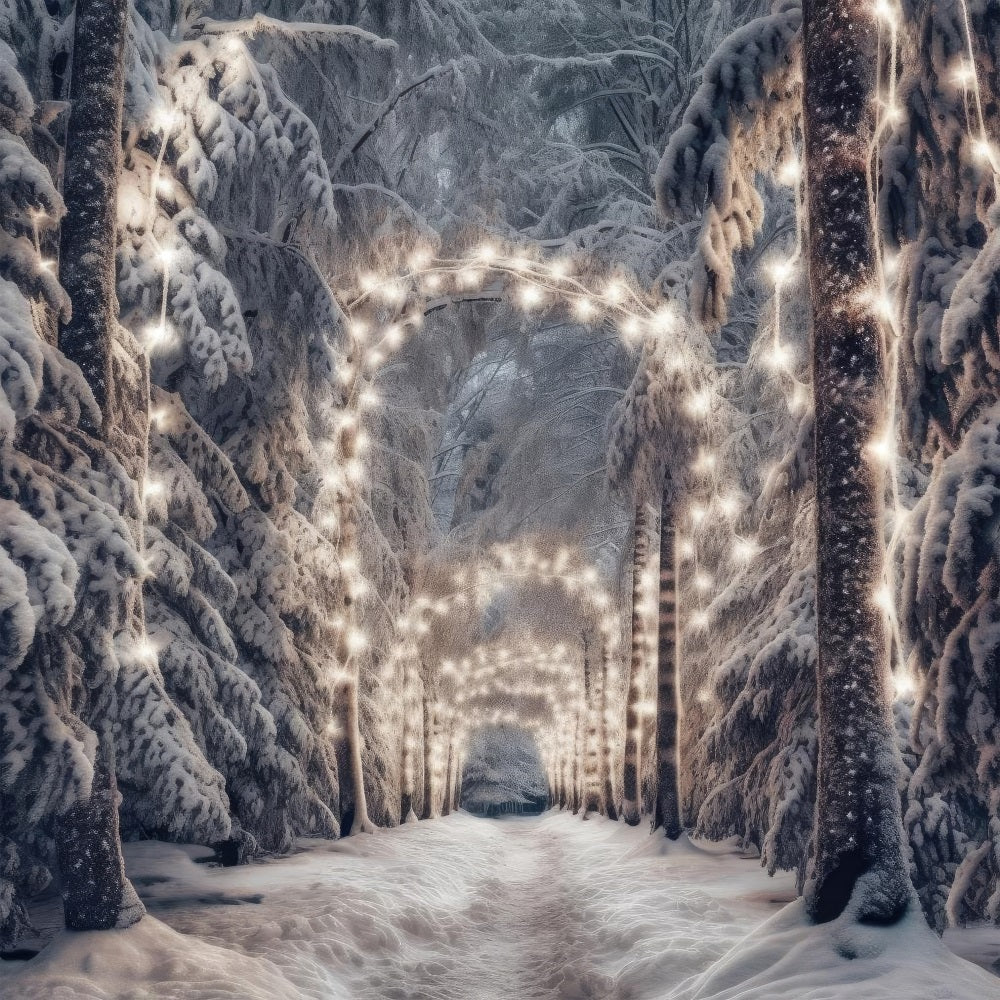 Winter Wonderland Backdrop Pathway Lights Snow Backdrop BRP11-469