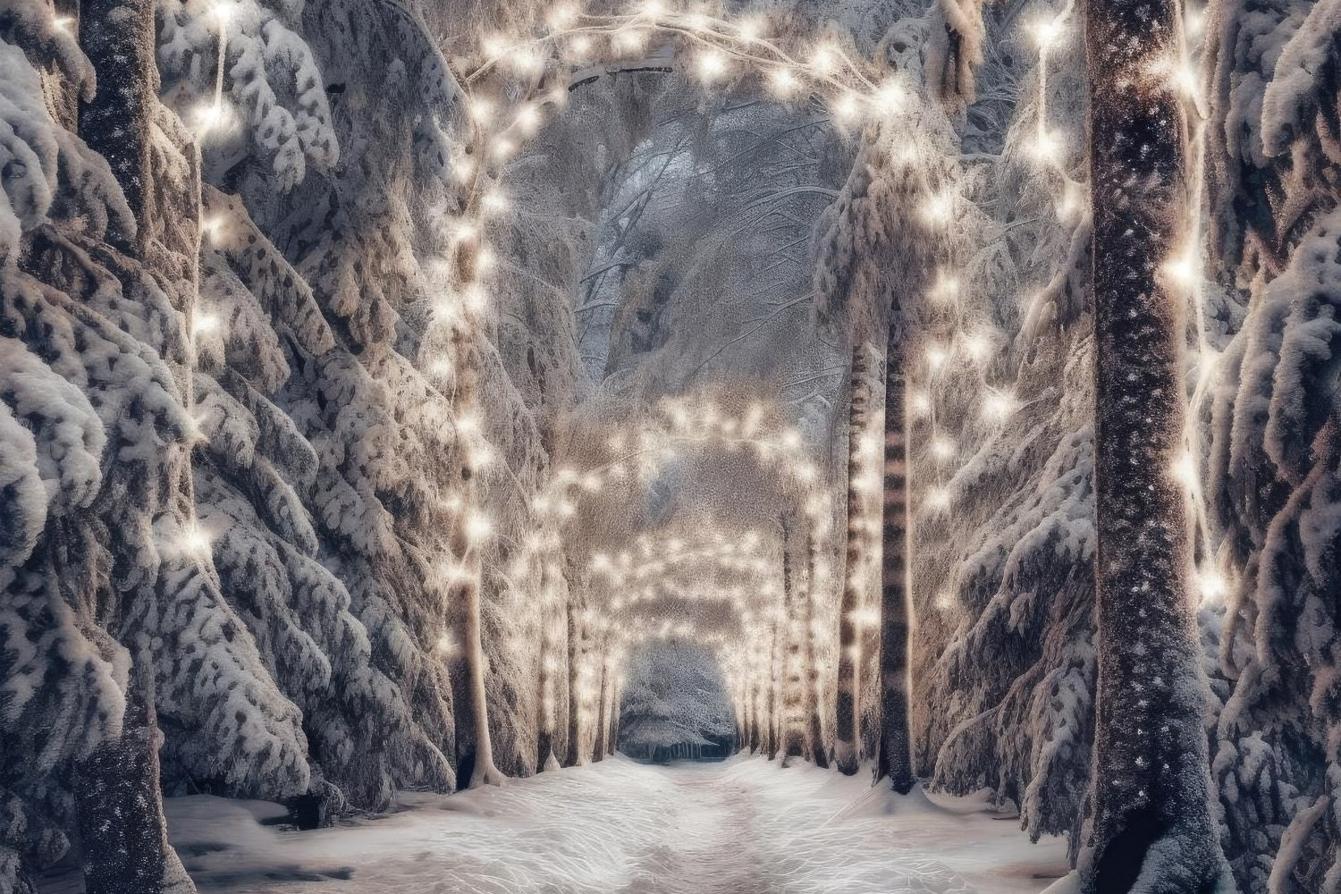 Winter Wonderland Backdrop Pathway Lights Snow Backdrop BRP11-469