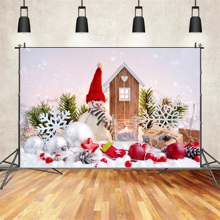 Winter Scene Backdrops Snowman Christmas Decorations Gifts Backdrop BRP11-470