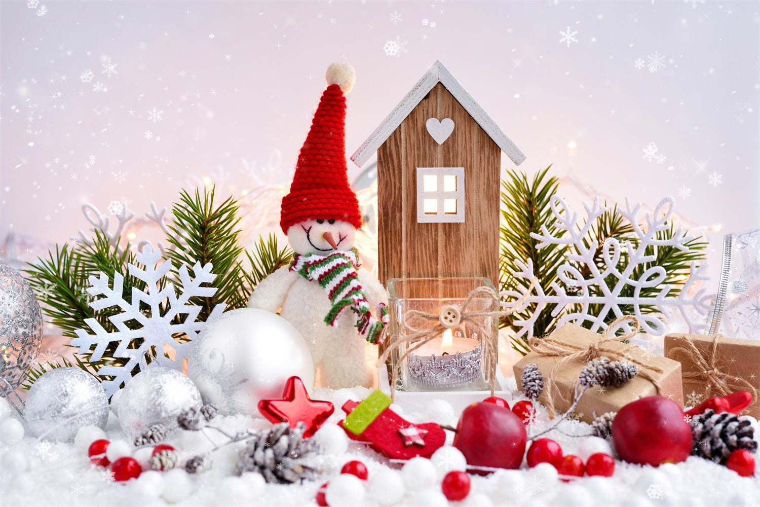 Winter Scene Backdrops Snowman Christmas Decorations Gifts Backdrop BRP11-470