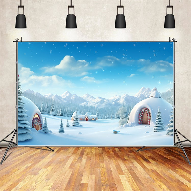 Winter Wonderland Backdrop Igloos Snowy Peaks Backdrop BRP11-48