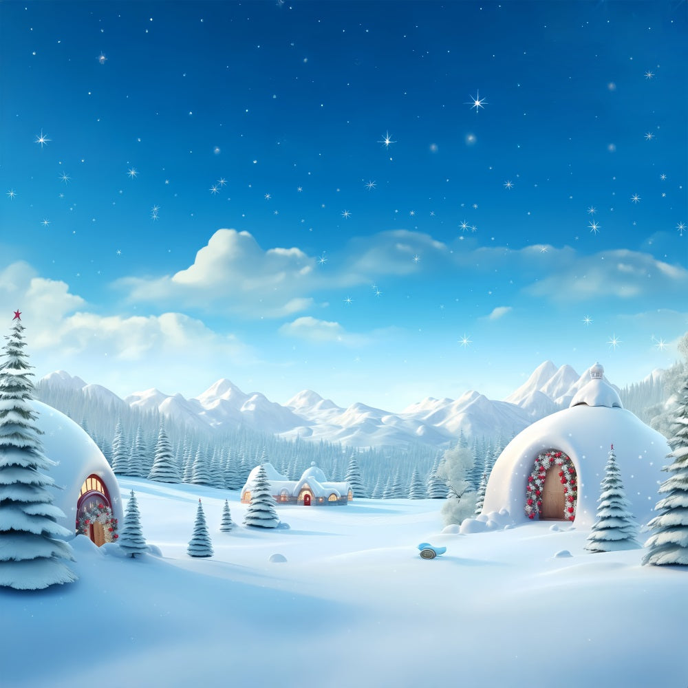 Winter Wonderland Backdrop Igloos Snowy Peaks Backdrop BRP11-48