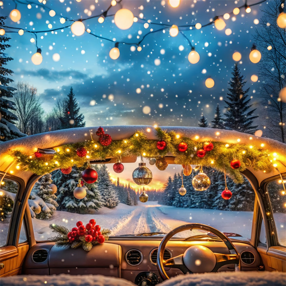 Winter Forest Backdrop Christmas Decor Snowy Drive Backdrop BRP11-480