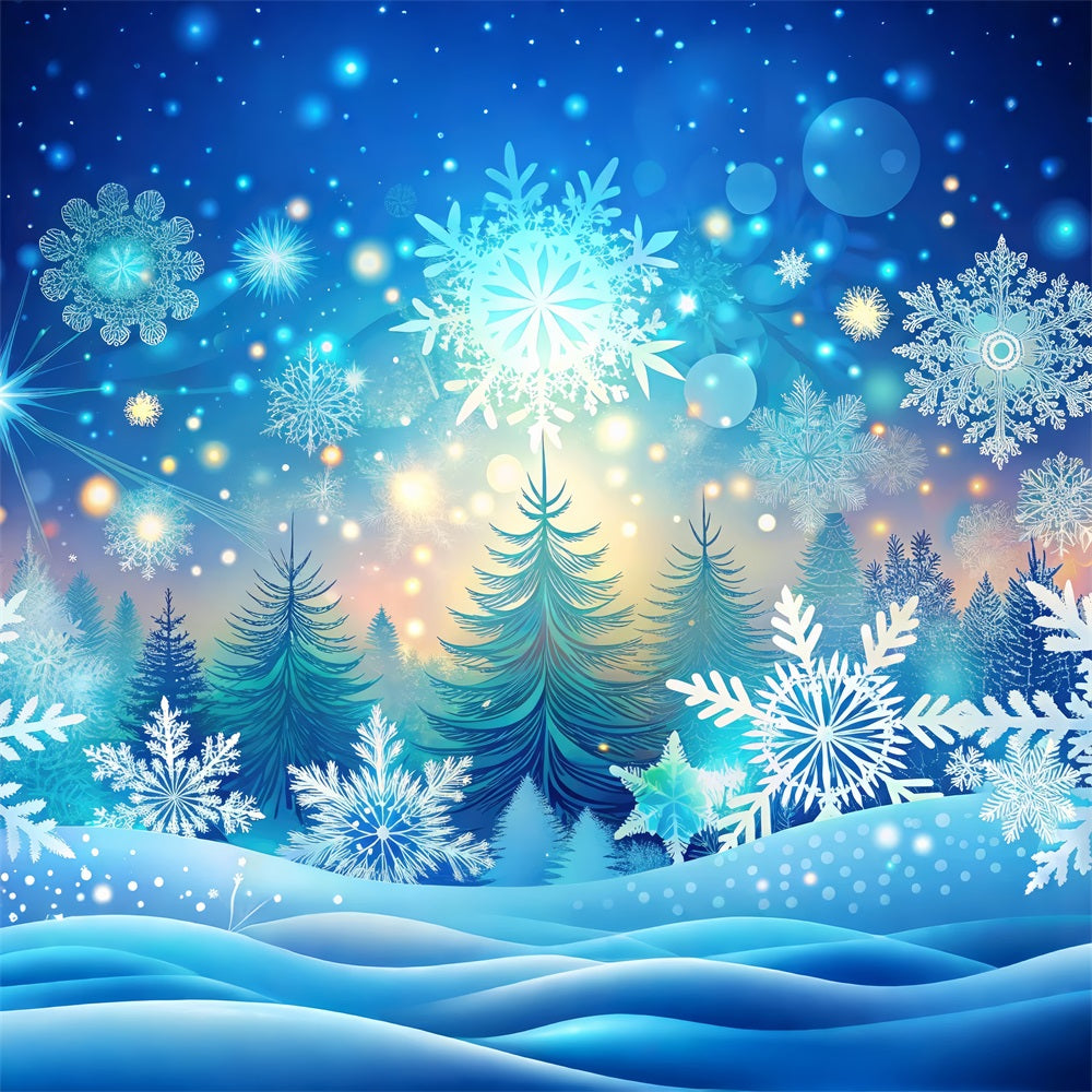 Winter Wonderland Photo Backdrop Snowflakes Radiant Trees Backdrop BRP11-482