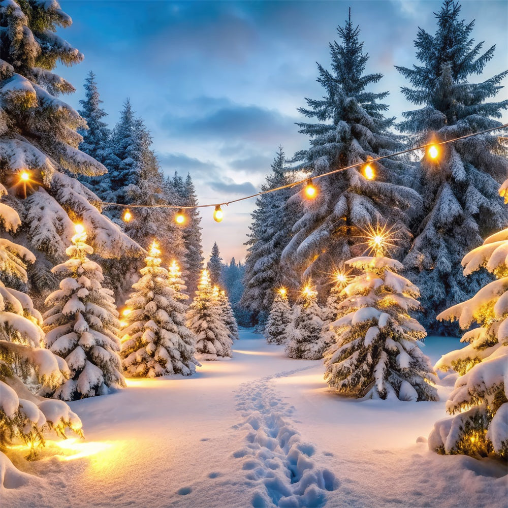 Winter Wonderland Backdrops Snowy Forest Lights Backdrop BRP11-486