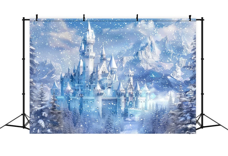 Winter Wonderland Backdrop Frosty Fairy Tale Castle Backdrop BRP11-49