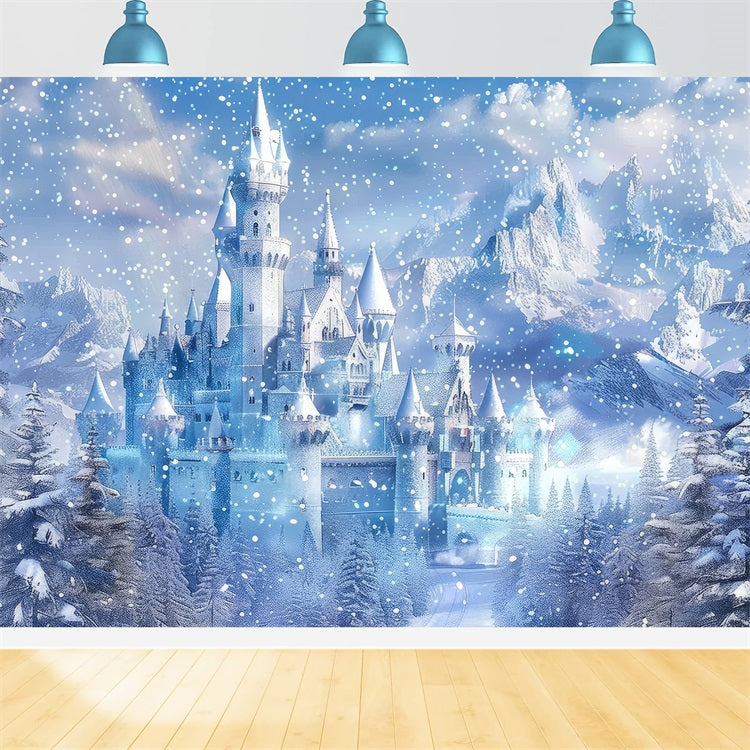 Winter Wonderland Backdrop Frosty Fairy Tale Castle Backdrop BRP11-49