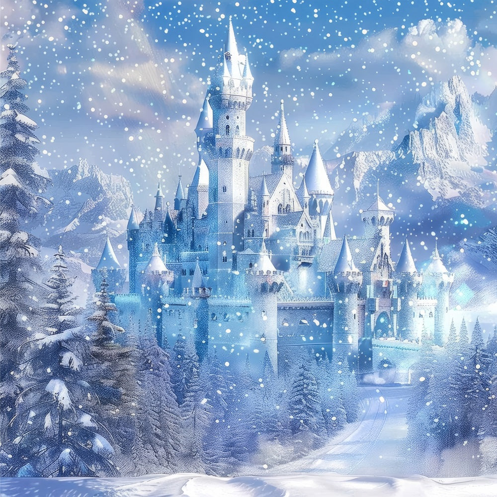 Winter Wonderland Backdrop Frosty Fairy Tale Castle Backdrop BRP11-49