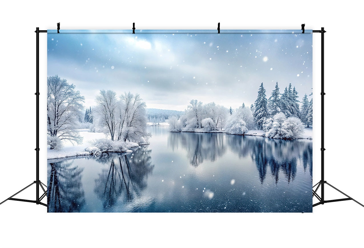 Winter Wonderland Photography Backdrop Frozen Lake Backdrop BRP11-492