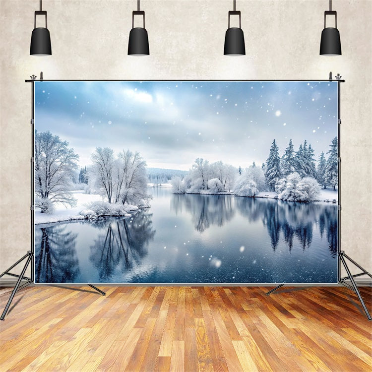 Winter Wonderland Photography Backdrop Frozen Lake Backdrop BRP11-492