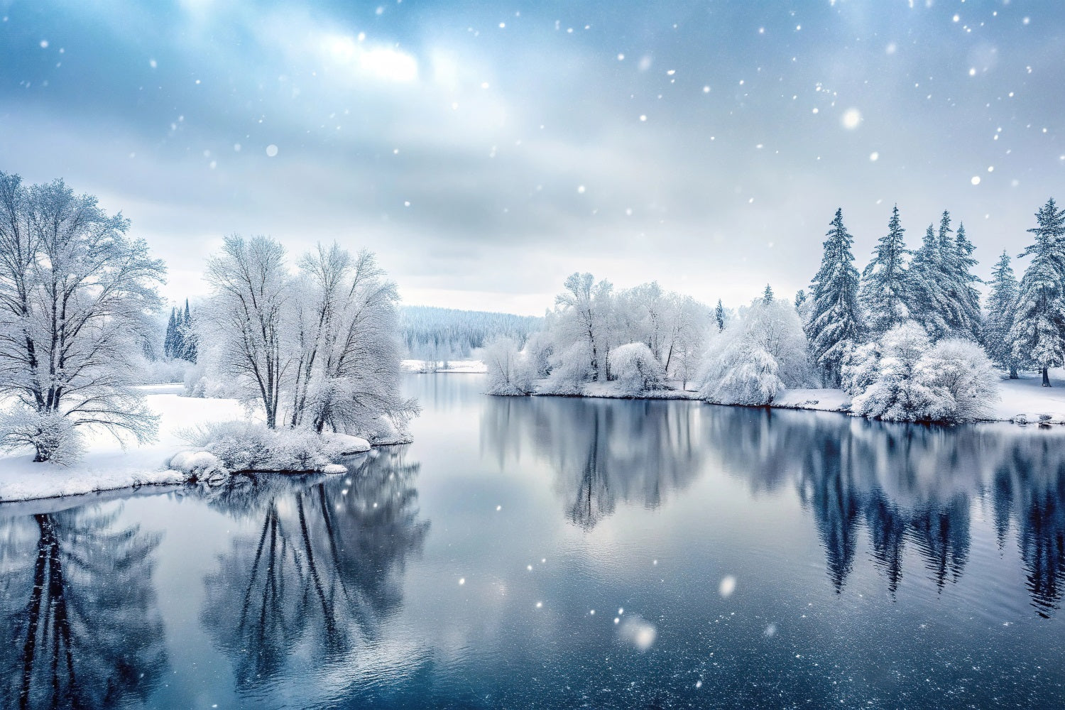 Winter Wonderland Photography Backdrop Frozen Lake Backdrop BRP11-492