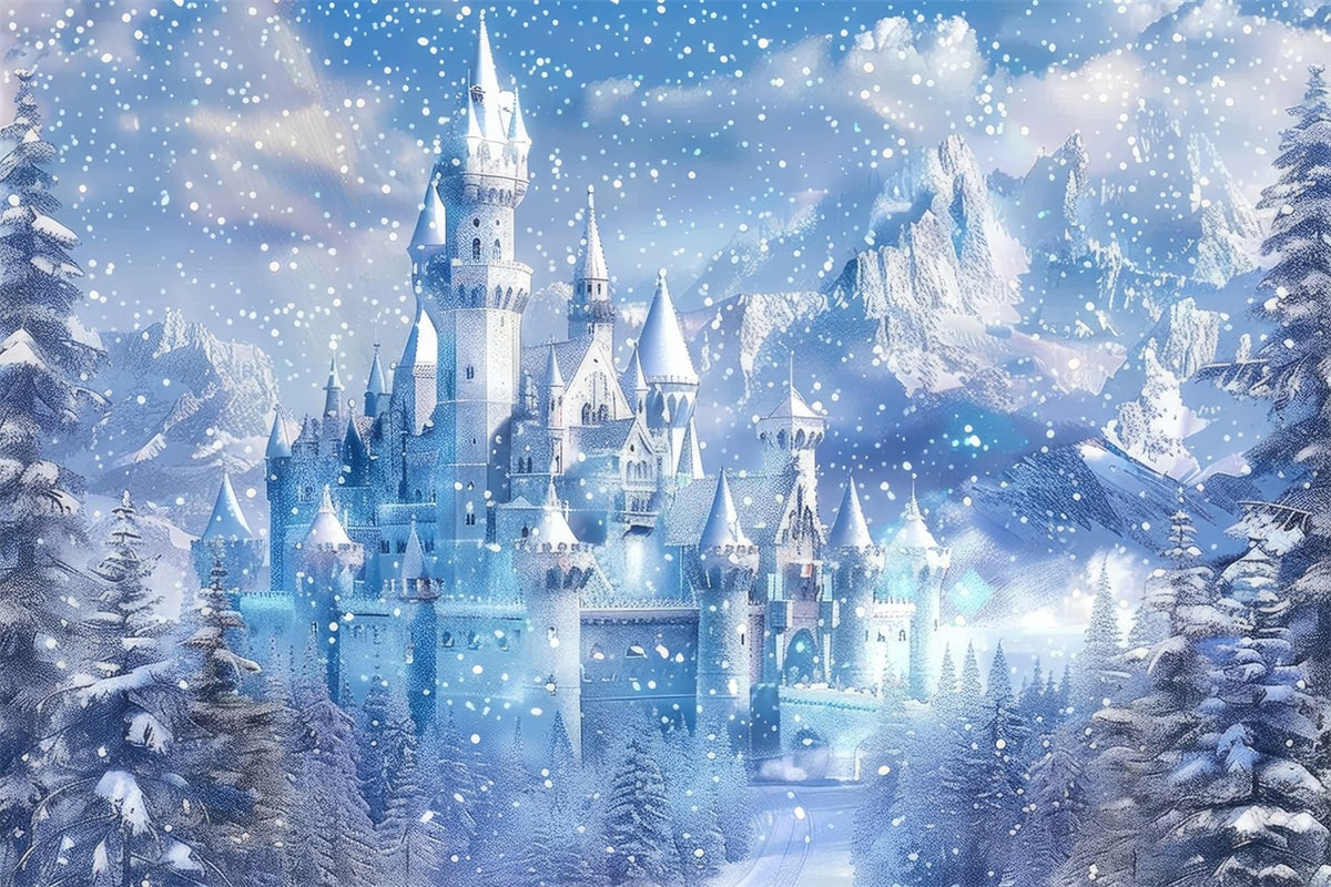 Winter Wonderland Backdrop Frosty Fairy Tale Castle Backdrop BRP11-49