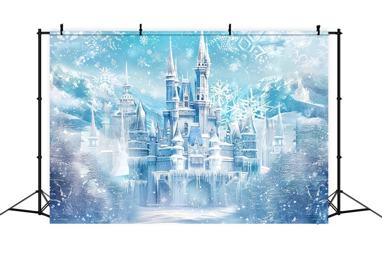 Winter Backdrop Ice Castle Sparkling Snowflakes Backdrop BRP11-50