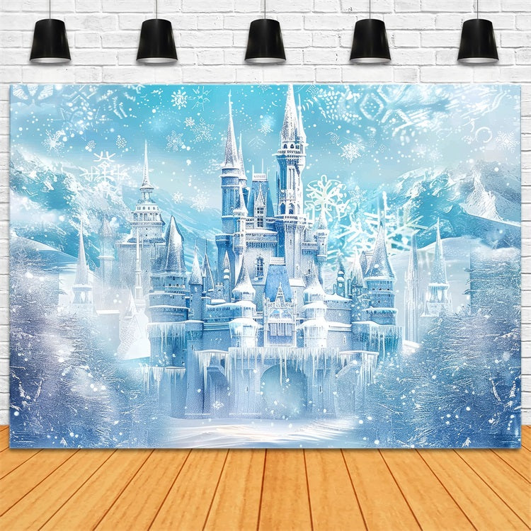 Winter Backdrop Ice Castle Sparkling Snowflakes Backdrop BRP11-50