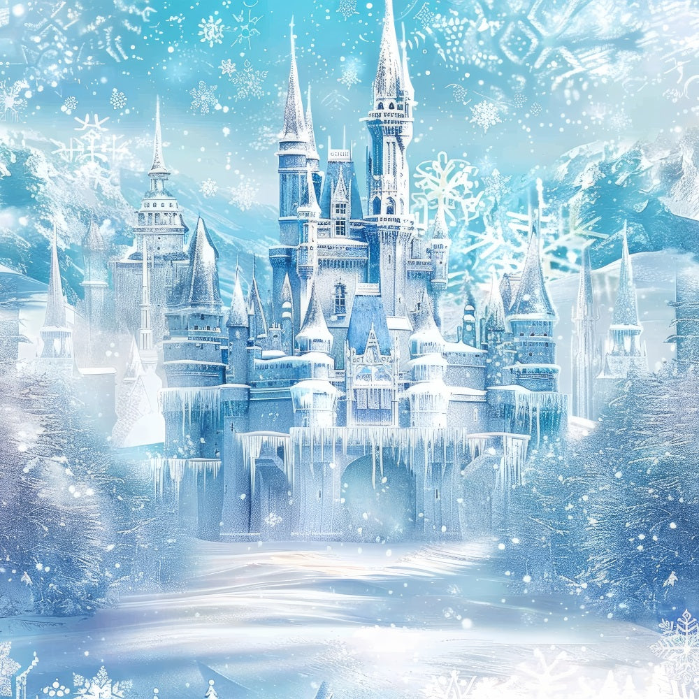 Winter Backdrop Ice Castle Sparkling Snowflakes Backdrop BRP11-50