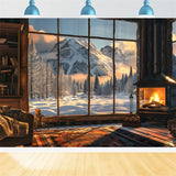 Winter Backdrops Fireplace Stunning Alpine Views Backdrop BRP11-501