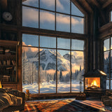 Winter Backdrops Fireplace Stunning Alpine Views Backdrop BRP11-501