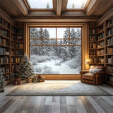 Photo Backdrop Winter Library Window Snowy Forest Backdrop BRP11-502