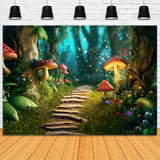 Spring Photo Backdrop Forest Mushrooms Path Backdrop BRP11-505