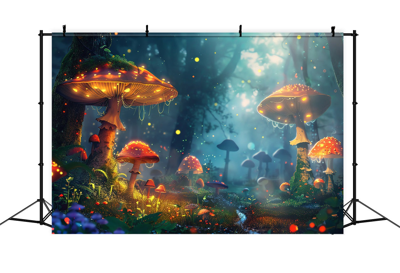 Spring Backdrop Glowing Mushrooms Forest Backdrop BRP11-508