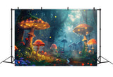 Spring Backdrop Glowing Mushrooms Forest Backdrop BRP11-508