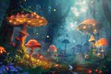 Spring Backdrop Glowing Mushrooms Forest Backdrop BRP11-508