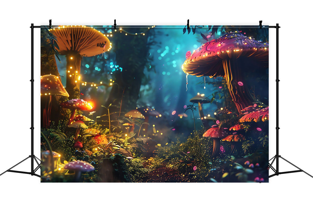 Spring Backdrop Photography Luminous Mushroom Forest Backdrop BRP11-509