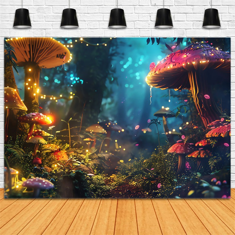 Spring Backdrop Photography Luminous Mushroom Forest Backdrop BRP11-509