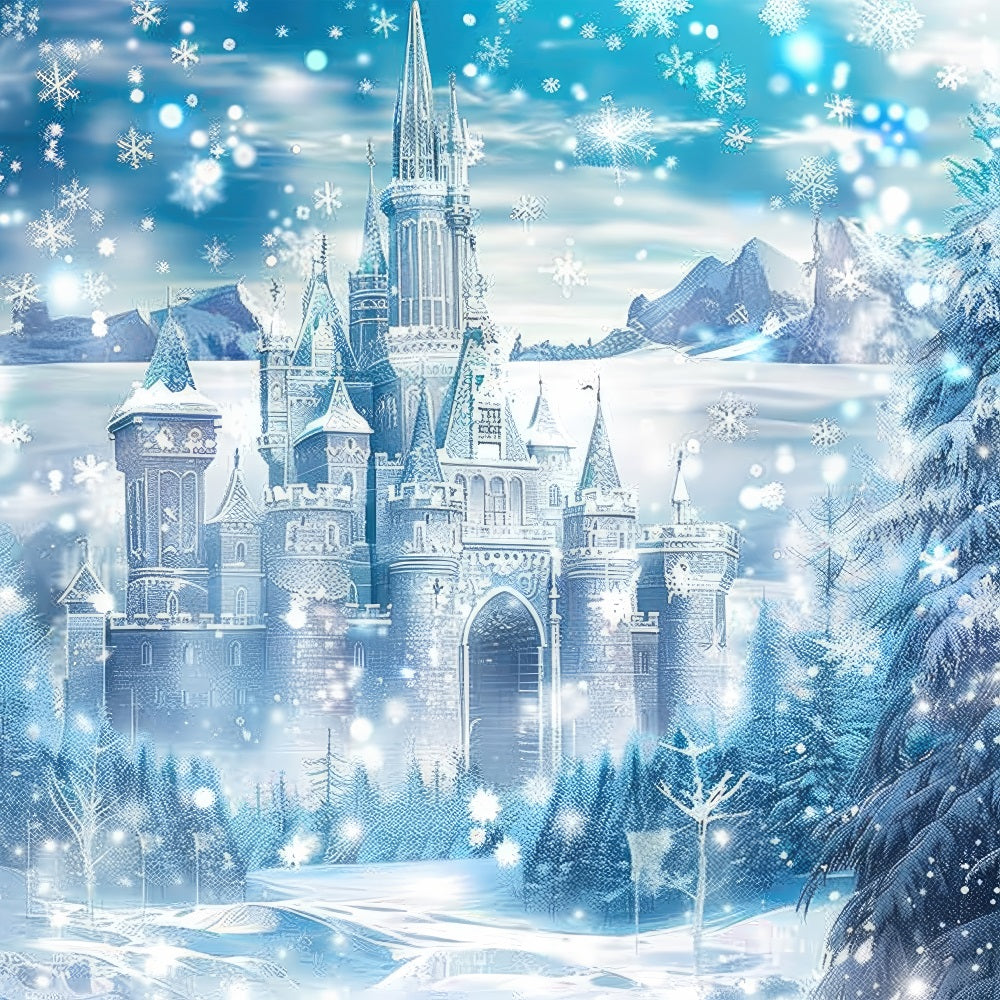 Winter Wonderland Backdrop Frosty Castle Nestled Backdrop BRP11-51