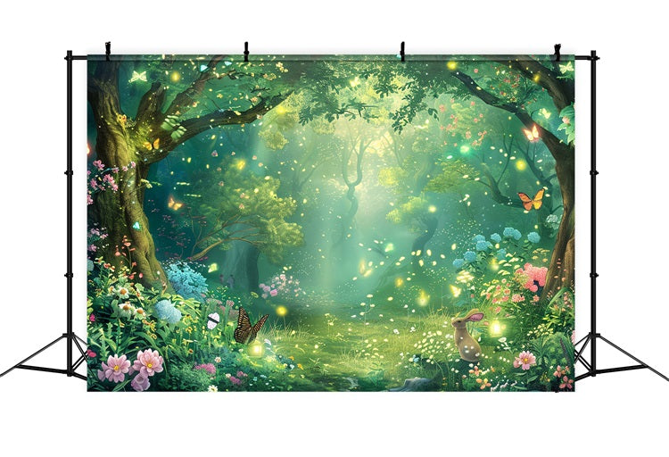 Spring Picture Backdrop Forest Glowing Butterfly Backdrop BRP11-513