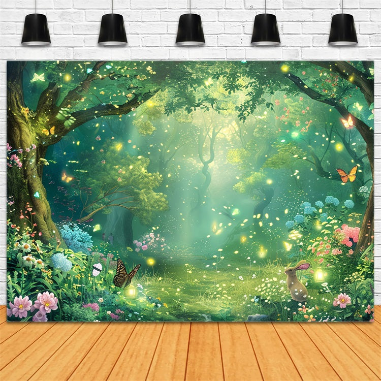 Spring Picture Backdrop Forest Glowing Butterfly Backdrop BRP11-513